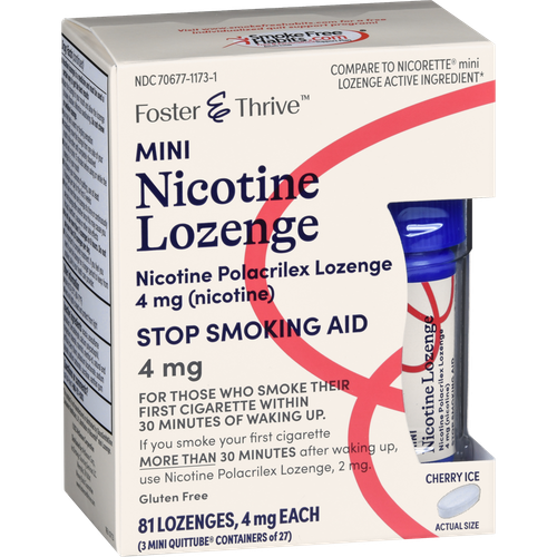 Foster & Thrive Mini Nicotine Polacrilex Lozenges 4 mg (Nicotine) Cherry Ice - 81 count
