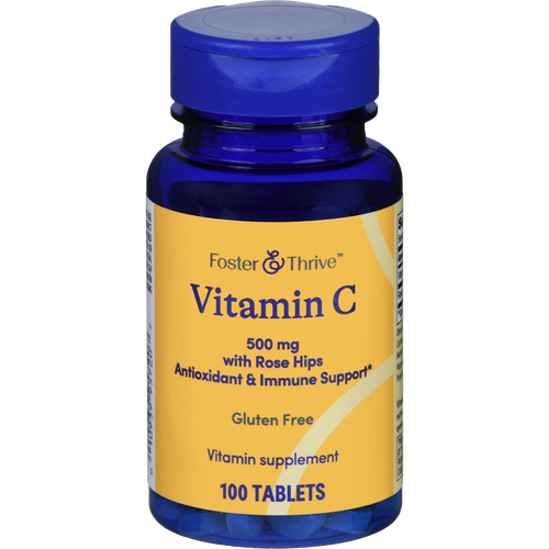 Foster & Thrive Vitamin C 500 mg with Rose Hips Tablets - 100 count