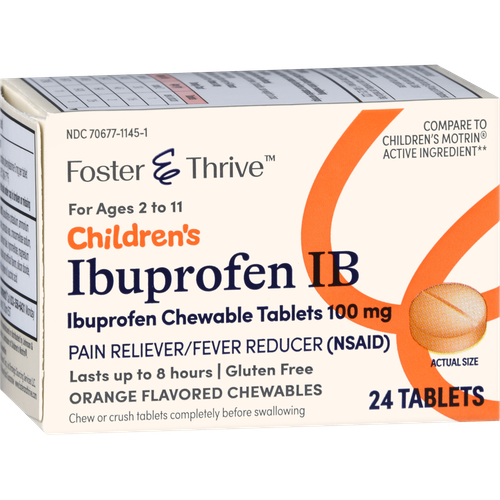 Foster & Thrive Children's Ibuprofen IB Chewable Tablets 100 mg Orange - 24 count