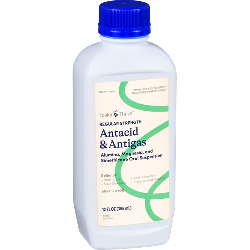 Foster & Thrive Regular Strength Antacid & Antigas Alumina, Magnesia, and Simethicone Oral Suspension Mint - 12 oz