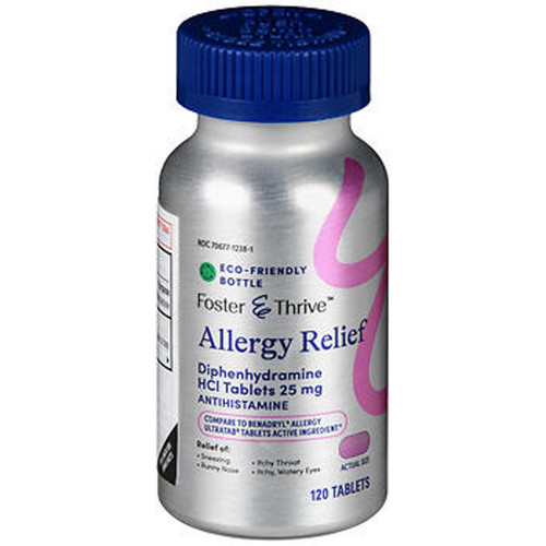 Foster & Thrive Allergy Relief Diphenhydramine HCl 25 mg Tablets - 120 count