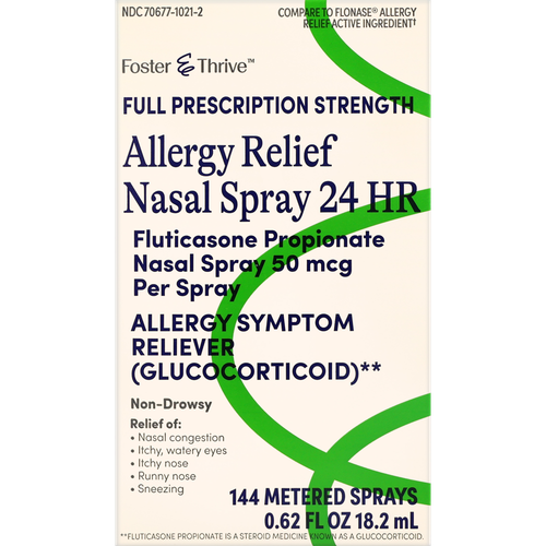 Foster & Thrive Allergy Relief Nasal Spray 24 HR Fluticasone Propionate (Glucocorticoid) 50 mcg Per Spray