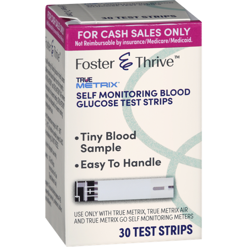 Foster & Thrive True Metrix Self Monitoring Blood Glucose Test Strips - 30 count