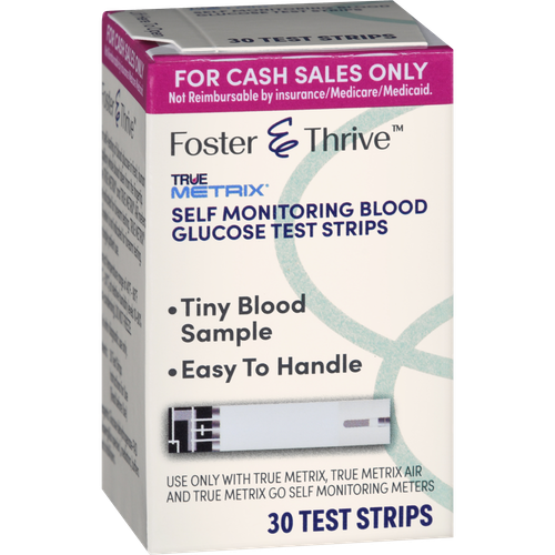 Foster & Thrive True Metrix Self Monitoring Blood Glucose Test Strips - 30 count