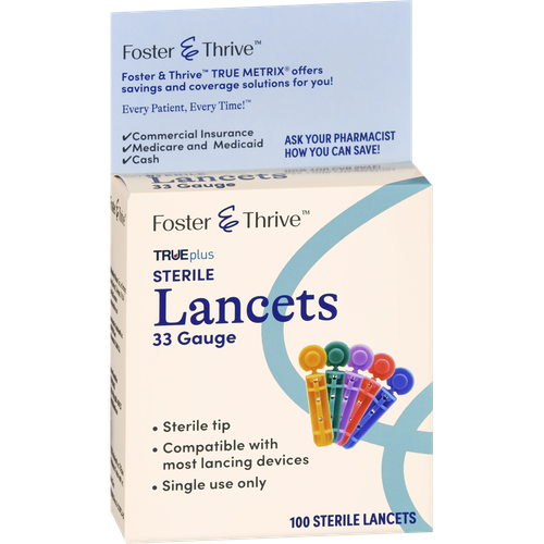 Foster & Thrive Trueplus Sterile Lancets 33 Gauge - 100 count
