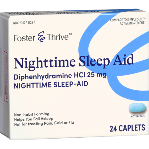 Foster & Thrive Nighttime Sleep-Aid Diphenhydramine HCl 25 mg Caplets - 24 count