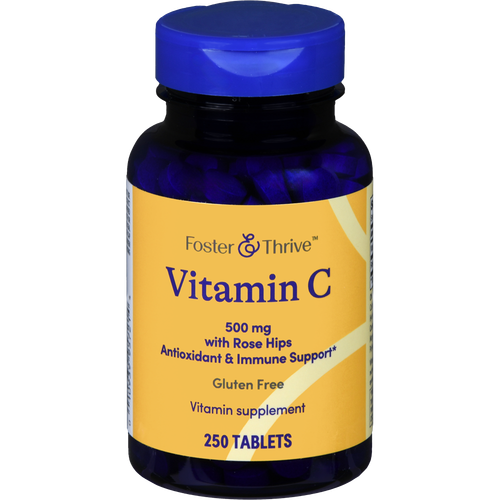 Foster & Thrive Vitamin C 500 mg with Rose Hips Tablets - 250 count