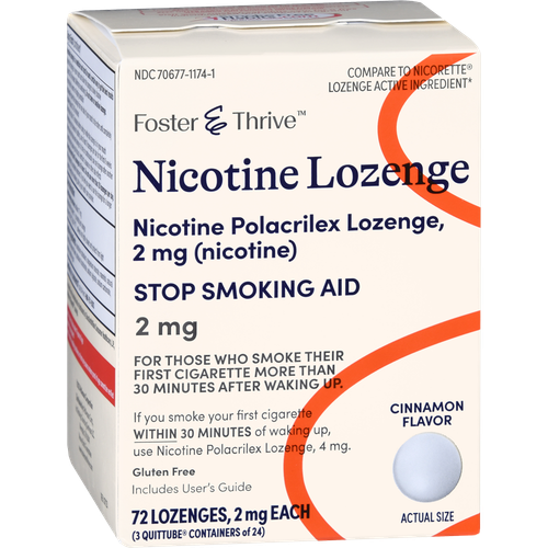 Foster & Thrive Nicotine Polacrilex Lozenges 2 mg (Nicotine) Cinnamon - 72 count