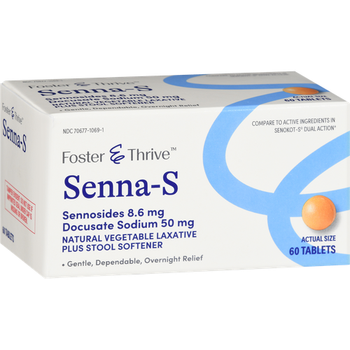 Foster & Thrive Senna-S Sennosides 8.6 mg Docusate Sodium 50 mg Tablets - 60 count