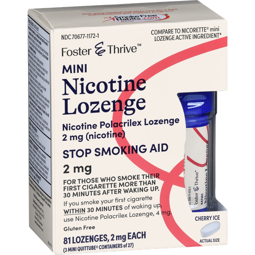 Foster & Thrive Mini Nicotine Polacrilex Lozenges 2 mg (Nicotine) Cherry Ice - 81 count