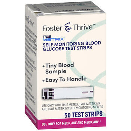 Foster & Thrive True Metrix Self Monitoring Blood Glucose Test Strips - 50 count