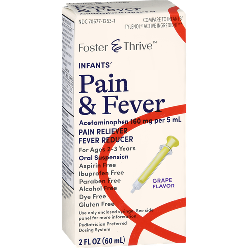 Foster & Thrive Infants' Pain & Fever Acetaminophen 160 mg per 5 mL Oral Suspension Grape - 2 oz