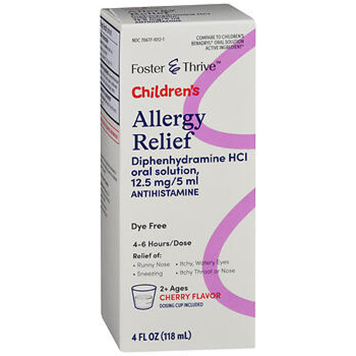 Foster & Thrive Children's Allergy Relief Diphenhydramine HCl 12.5 mg/5 mL Oral Solution Cherry - 4 oz