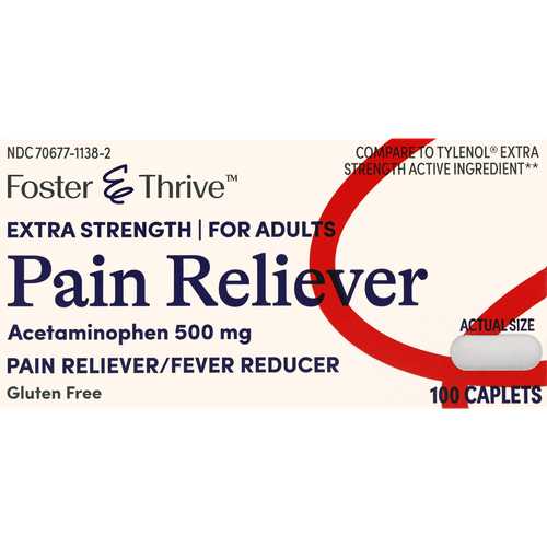 Foster & Thrive Extra Strength Pain Relief Acetaminophen 500 mg Caplets -100 count