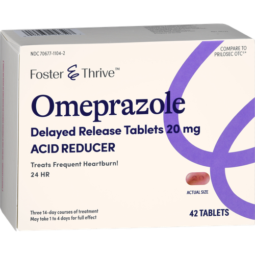 Foster & Thrive Omeprazole 20 mg Delayed Release Tablets - 42 count