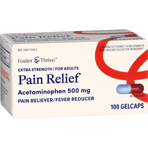 Foster & Thrive Extra Strength Pain Relief Acetaminophen 500 mg Gelcaps - 100 count