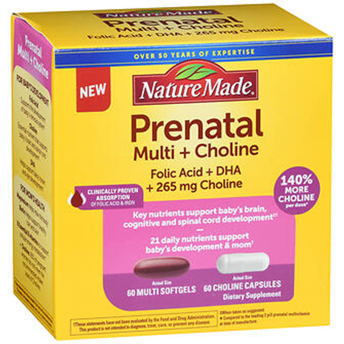 Nature Made Prenatal Multi + Choline Softgels + Capsules - 120 ct Nature Made Prenatal Multi + Choline Softgels + Capsules - 120 ct