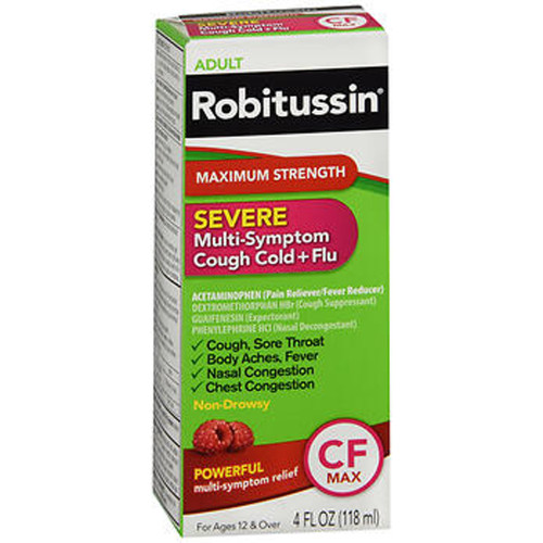Robitussin Adult Severe Multi-Symptom Cough Cold + Flu Liquid Maximum Strength - 4 oz Robitussin Adult Severe Multi-Symptom Cough Cold + Flu Liquid Maximum Strength - 4 oz