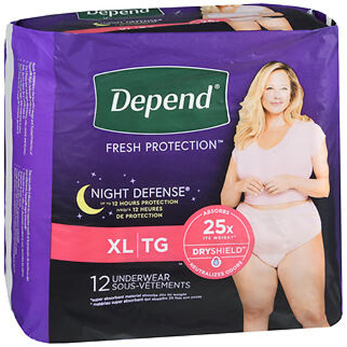 Depend Fresh Protection Night Defense Underwear for Women XL - 48 ct