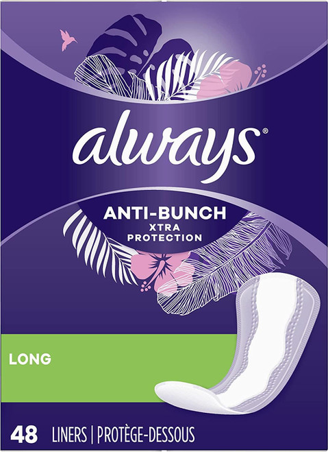 Always Xtra Protection Anti-Bunch Liners Long Unscented - 144 ct