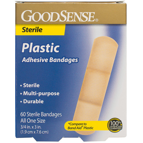 Good Sense Plastic Adhesive Bandages, 3/4"x3" - 60 ct
