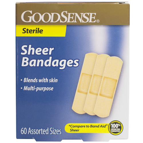 Good Sense Sheer Adhesive Bandage Asst - 60 ct