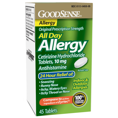 Good Sense Cetirizine All Day Allergy Tablets, 10 mg - 45 ct Good Sense Cetirizine All Day Allergy Tablets, 10 mg - 45 ct