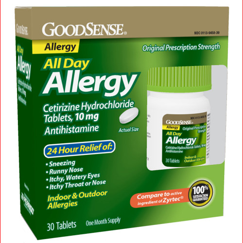Good Sense Cetirizine All Day Allergy Relief Tablets, 10mg - 30 ct Good Sense Cetirizine All Day Allergy Relief Tablets, 10mg - 30 ct