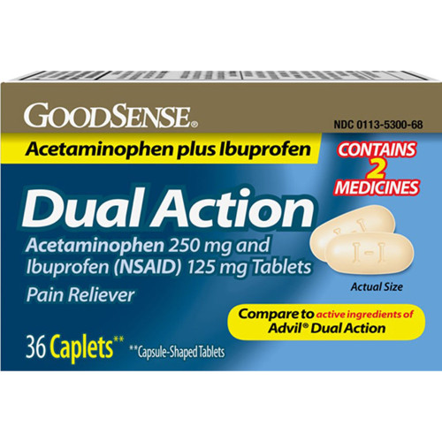 Good Sense Dual Action Pain Reliever Caplets, 250 mg/ 125 mg - 36 ct