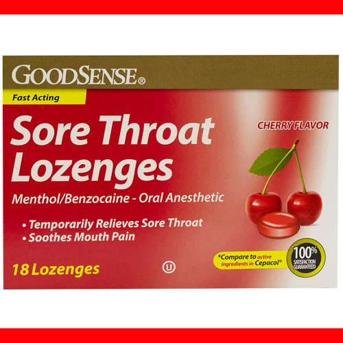 Good Sense Sore Throat Lozenges, Cherry - 18 ct