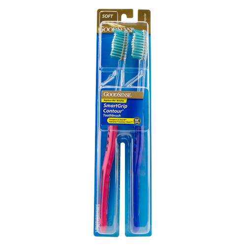 Good Sense Toothbrush Smart Grip Contour, Soft - 2 ct