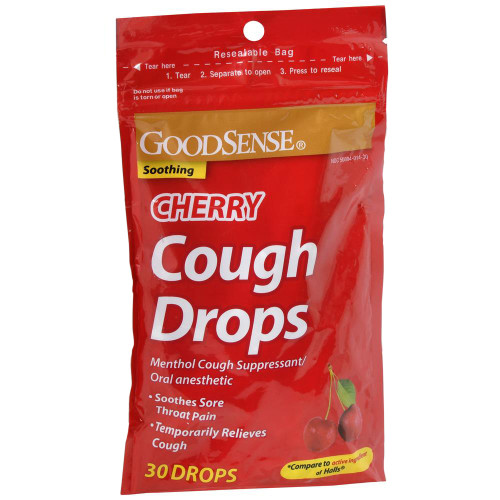 Good Sense Throat & Cough Drops, Cherry - 30 ct