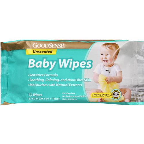 Good Sense Baby Wipes Sensitive, Unscented - 72 ct
