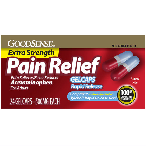 Good Sense Pain Relief XS Rapid Release Gel Caps, 500 mg - 24 ct