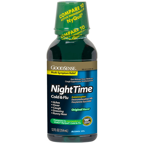 Good Sense Night Time Cold/ Flu Original Liquid, Original - 12 oz