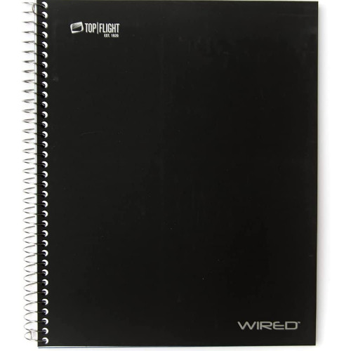 Top Flight Wired 5-Subject Wirebound Notebook 160 Sheets, College Rule, 11 x 8.875 Inches, Cover May Vary – with Gentle and Reliable Fit