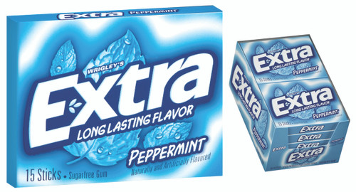 Extra Pepperminnt Sugar Free Gum 15 Ct (Pack of 10)