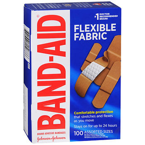 Band Aid Flexible Fabric Adhesive Bandages Assorted - 100ct