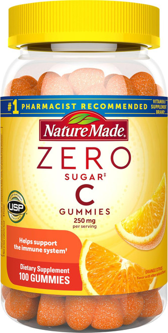 Nature Made C 250 mg Gummies Zero Sugar Orange Citrus - 100 ct