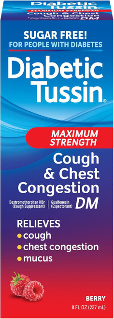 Diabetic Tussin Maximum Strength Cough & Chest Congestion DM Liquid Berry Sugar Free - 8 oz