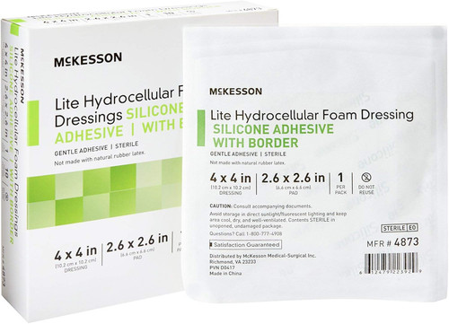McKesson Silicone Foam Dressing with border 4" x 4" - 10 count