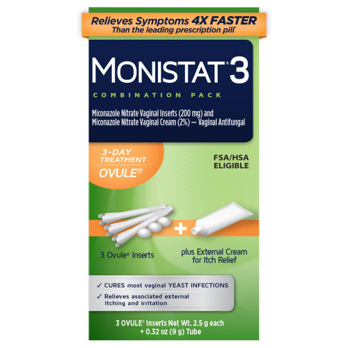 MONISTAT 3 Vaginal Antifungal Ovule Combination Pack - 3 ct