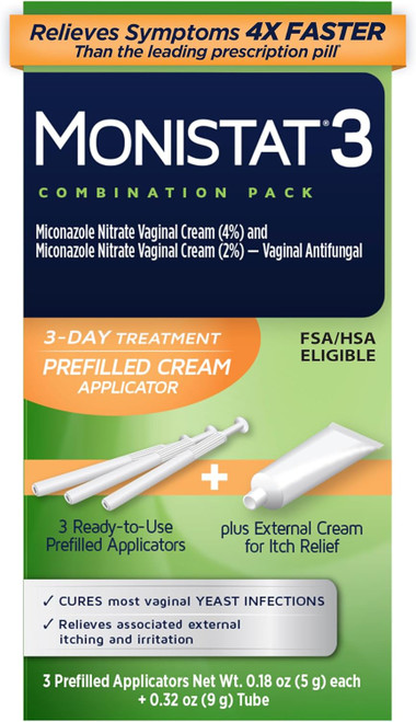 MONISTAT 3 Vaginal Antifungal Cream Combination Pack - 3 ct