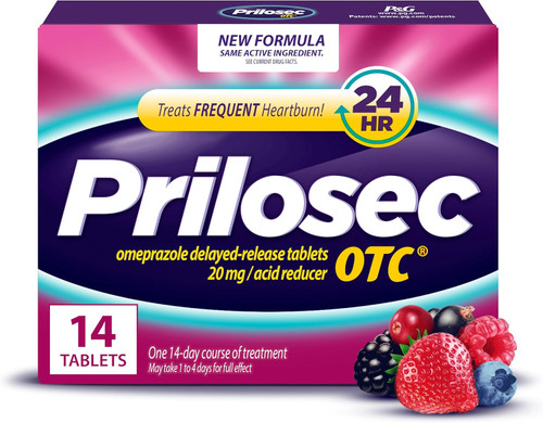 Prilosec OTC Omeprazole 20 mg Acid Reducer, Wildberry - 14 Tablets