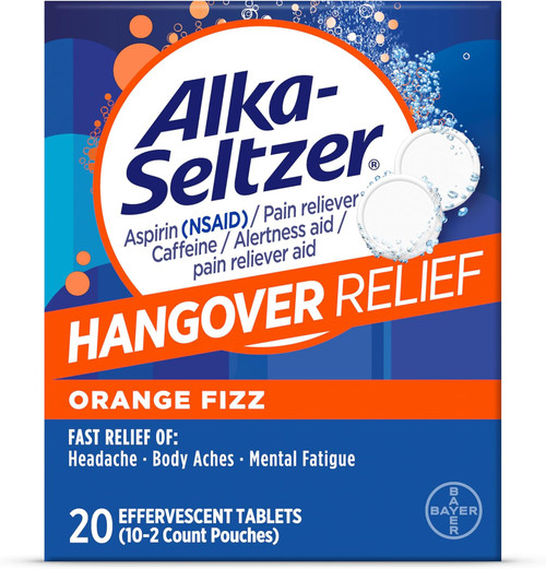 Alka-Seltzer Hangover Relief Effervescent - 20 Tablets Orange Fizz