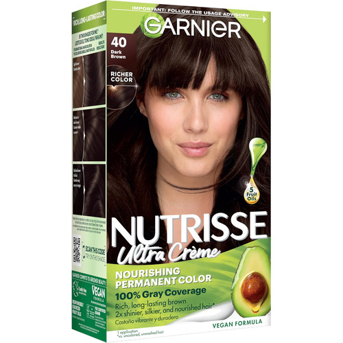 Garnier Nutrisse Ultra Creme Nourishing Permanent Hair Color 40 Dark Brown