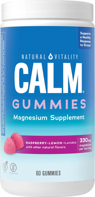 Natural Vitality Calm Magnesium Gummies Raspberry-Lemon,  60 ct