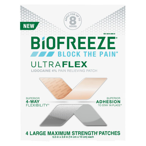 Biofreeze Ultraflex Lidocaine 4% Pain Relieving Patches Large 4 count
