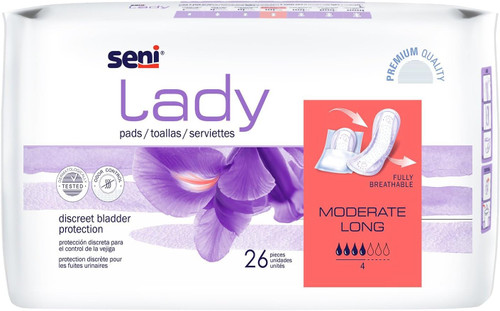 Seni Lady Pads Long Moderate Absorbency  26 ct