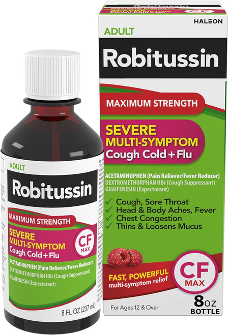 Robitussin Adult Severe Multi-Symptom Cough Cold + Flu Liquid Maximum Strength - 8 oz